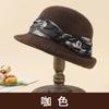 Wool hat women's autumn and winter versatile basin hat wool blended retro elegant top hat rolled brim bucket hat