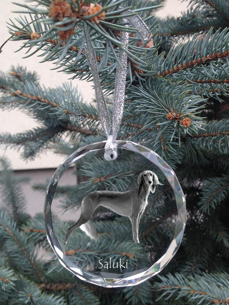 Saluki, Persian Greyhound, Arabian hound – Crystal bauble with a photo, dog photo in crystal – Design 02 | Art-Dog