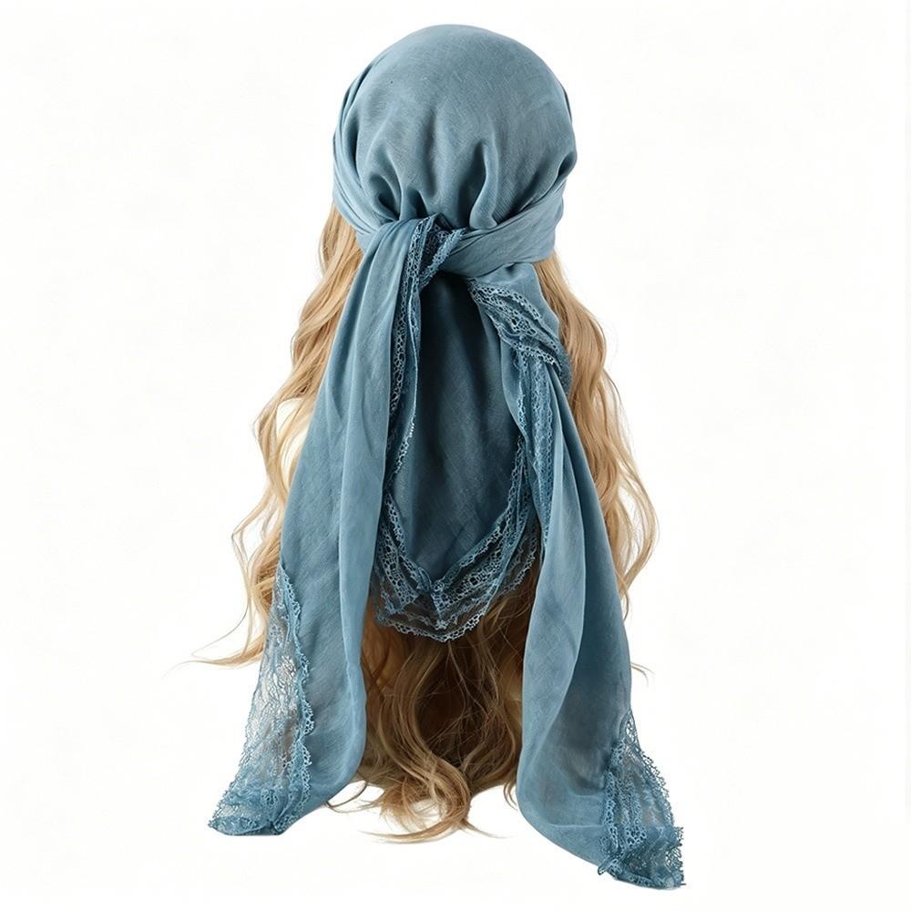 Square Shape Lace Trim Scarf Breathable Sun-Protection Shawl Fashion Bohemian Scarf