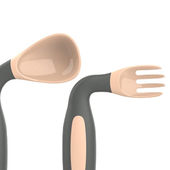 2Pcs/Set Children Tableware Bendable Design Portable Utensils Toddler Feeding Auxiliary Spoon Fork for Toddler