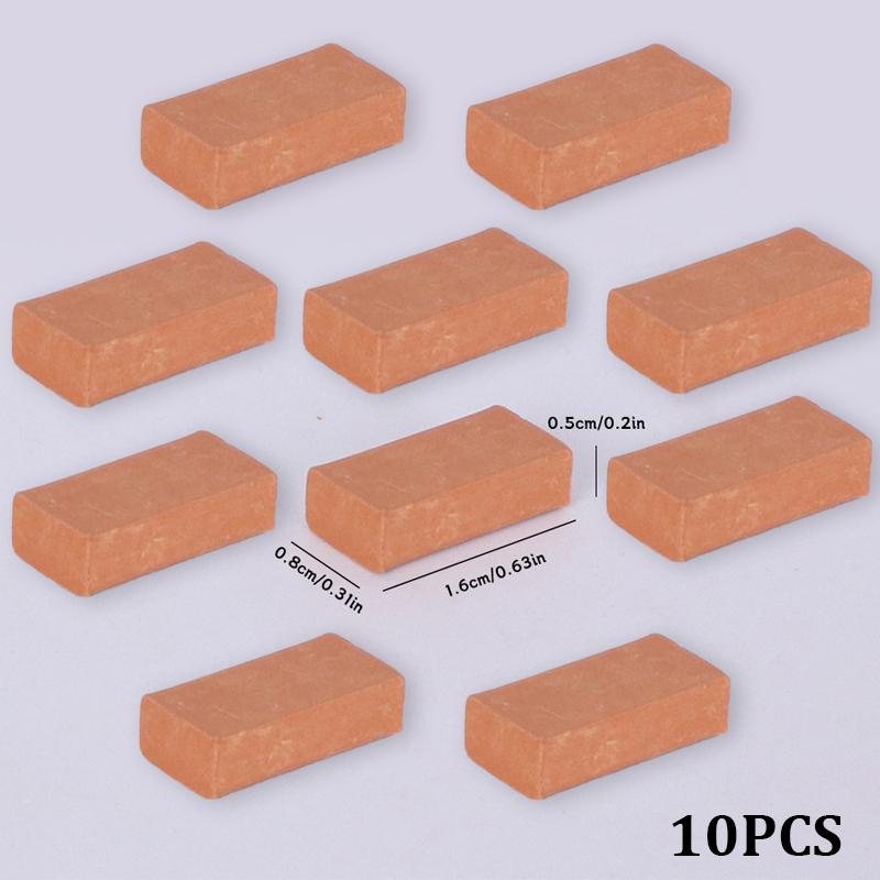

1 Набор мини-кирпичей для ландшафтного дизайна кукольного домика, миниатюрные кирпичи, плитка для кирпичной стены, модель лопаты для декора строительной сцены кукольного домика