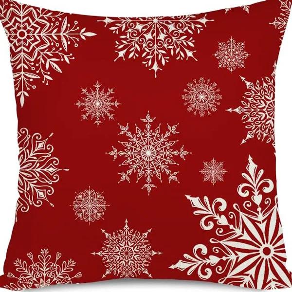 Merry Christmas Decor Cushion Cover 45x45 cm Pillow CaseCartoon Reindeer Santa Claus Printed Throw Pillowcase Linen Pillow Cover