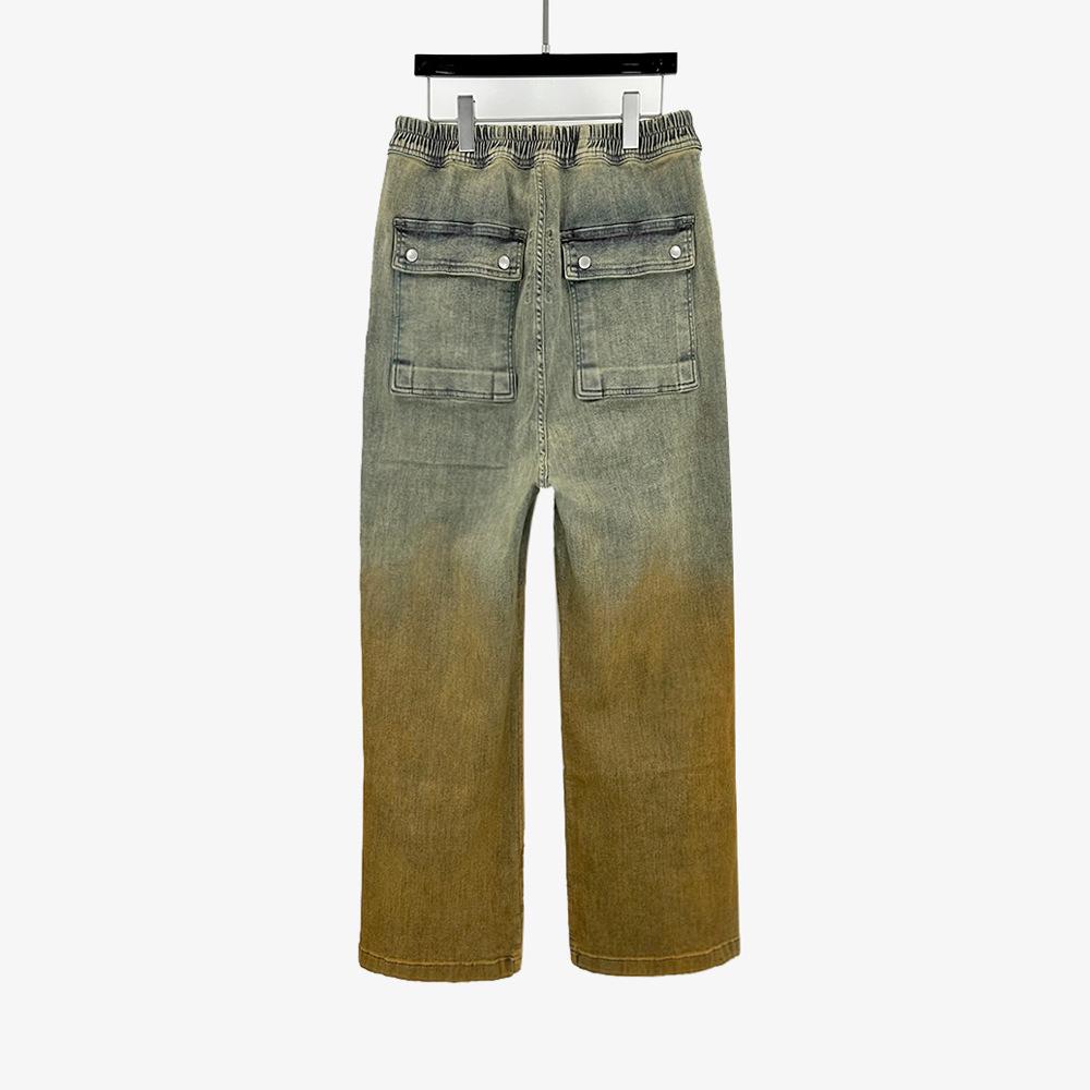 SUBHUMAN Women's Retro Gradient Yellow Denim Zipper Trousers