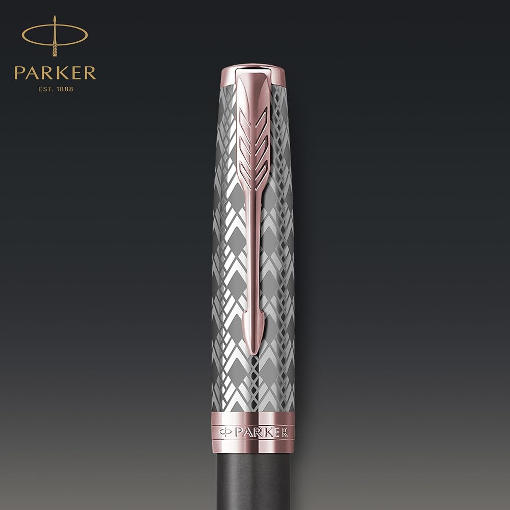 PARKER Parker Fountain Pen Sonnet Premium Metal & Gray PGT Fine 18K Gold Nib In Gift Box, Regular...