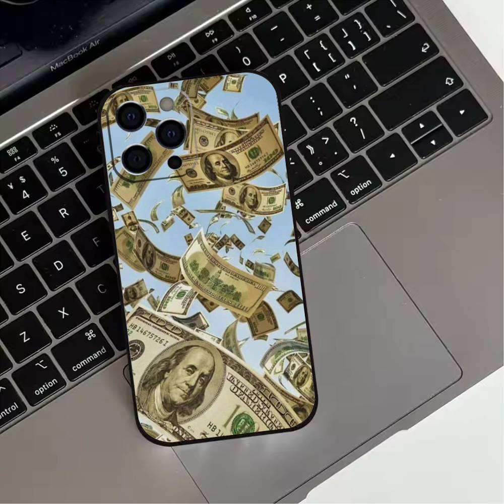 

Dollar Bill Money Phone Case For iPhone 17,16,15,14,13,12,11 Plus,Pro Max,XS,Soft Silicone Black Cover iPhone13