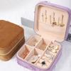 High-end Square Zipper Style Jewelry Box Travel Portable Velvet- Jewelry Storage Bag Bracelet Earrings Jewelry Organizer