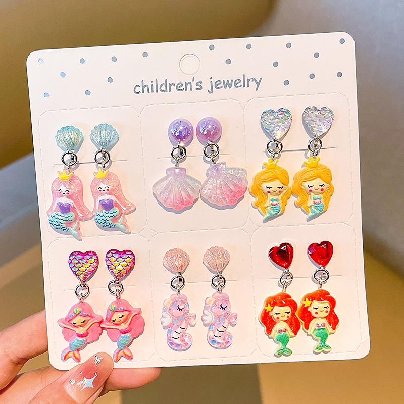 Girls' Ear Clips Cute Cartoon Children's Earrings Little Girls Princess Earrings No Pierced Ears Fake Earrings No Ear Jewelry