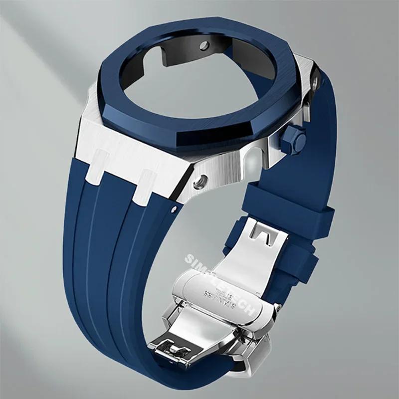 Kit Mod GEN4 Gen5 GA2100 Ramă Metalică pentru G Shock Casioak Modificare Carcasă Ceas Metalică și Curea Cauciuc&Oțel Generația a 4-a GA-B2100 2110 For GA2100 2110 white