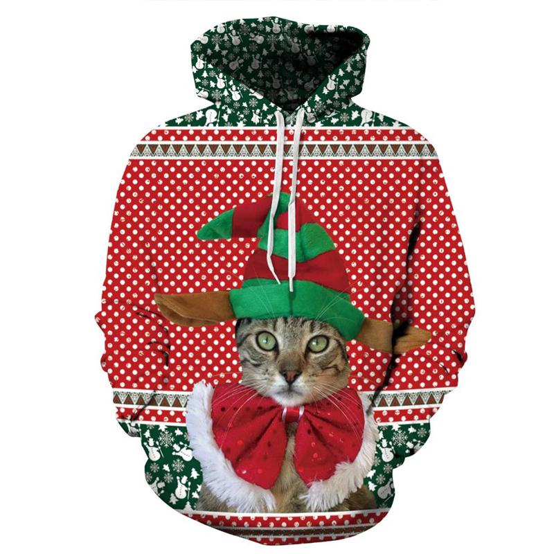Cartoon Christmas Present Hoodie For Men New In 3D Printed Xmas Pullover Sweatshirts Men's Holiday Pullover Hoody Tops