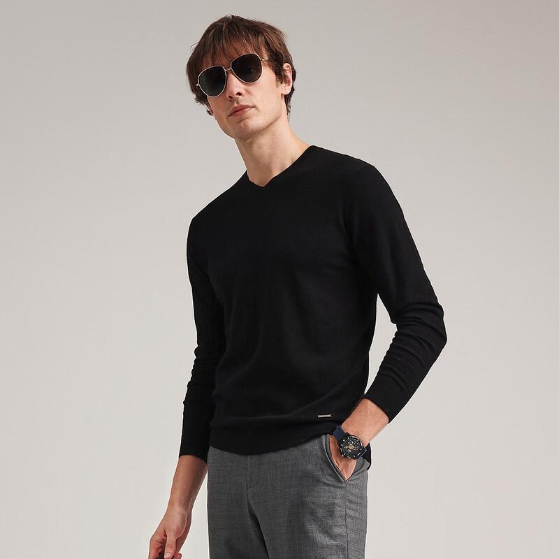 Men's 100% Wool V-Neck Thin Knit Sweater