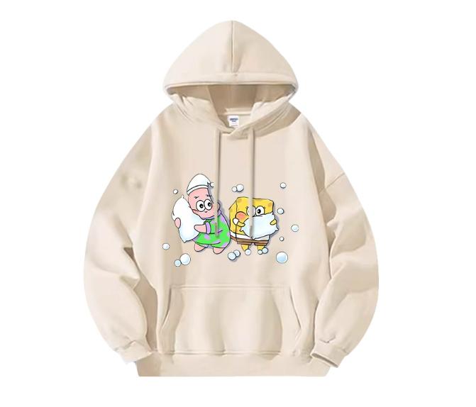 New 2025 Different Couple Outfits Cartoon Sponge Baby Couple Outfits Autumn Outfits Loose Hoodies for Men and Women