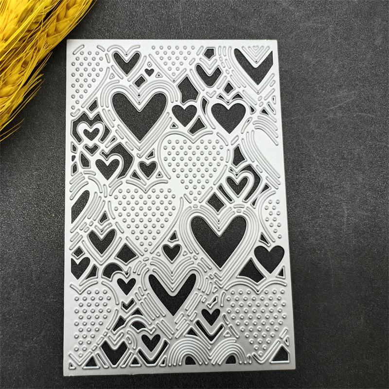 Heart Cover Pattern Background Metal Cutting Dies Dots Frame Stencils Die Cut for DIY Scrapbooking Embossing