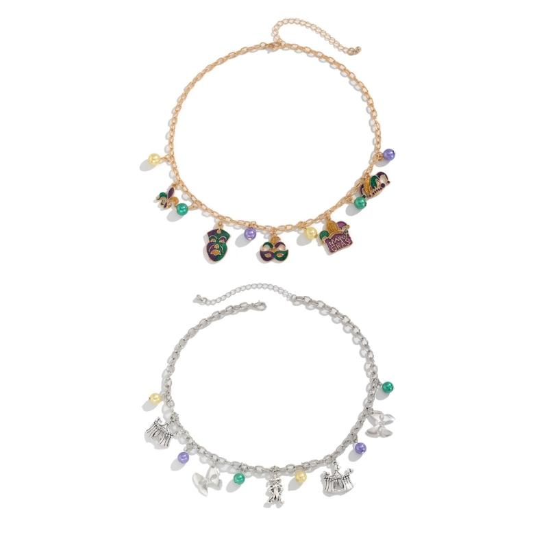 Unique Mask Necklace with Oil Drip Finish Delicate Charm Necklace Fashion Collarbone Chain Perfect for Fashion Lovers