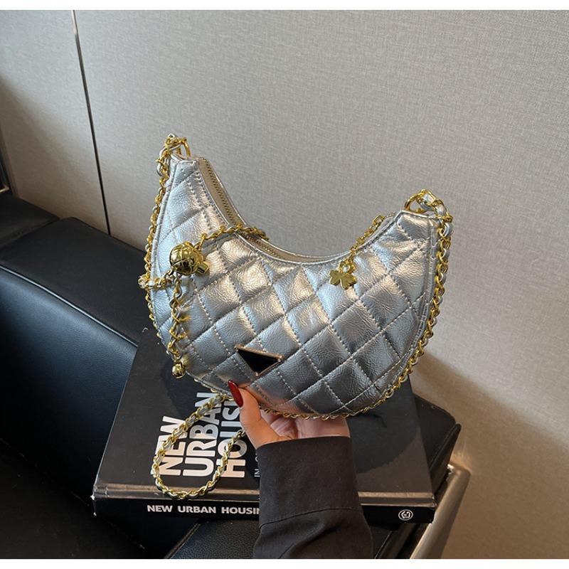 Rhombus Embroidery Thread Small Bag Women's New Popular Texture Chain Messenger Bag Hand Carry Mini Dumpling Bag