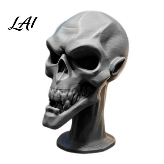 3D Printed Skull Statue Statue Halloween Creepy Figurine Gothic Table Party Supplies Centerpiece Spooky Ornament for Home Mantel Desk Decor