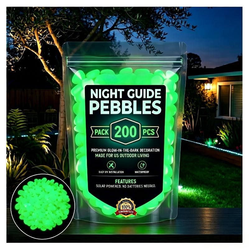 2026 Colorful Glow-in-the-Dark Garden Stones Night Guide Luminous Pebbles Rainbow Glow In The Dark Stepping Rocks Outdoor