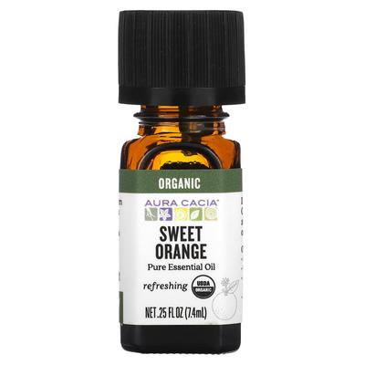 Pure Essential Oil, Organic Sweet Orange, 7.4 Ml (0.25 Fl Oz)