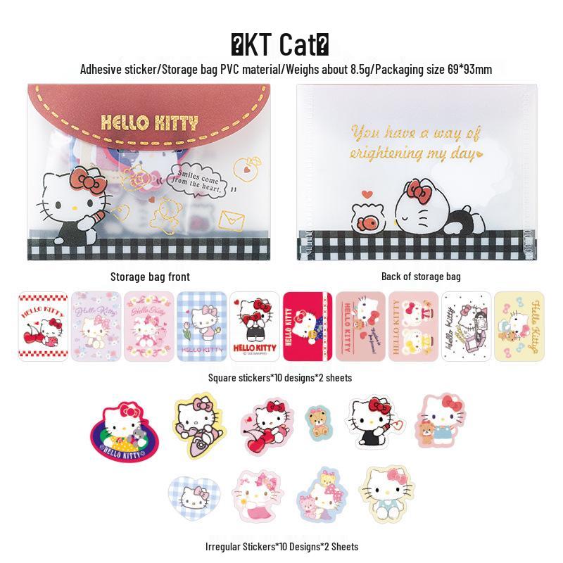 Sanrio Cartoon Paper Stickers: DIY Journal Decoration Pack with PVC Bag