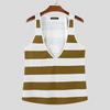 INCERUN Men Low-cut Sleeveless Striped Print Casual Loose Tank Tops