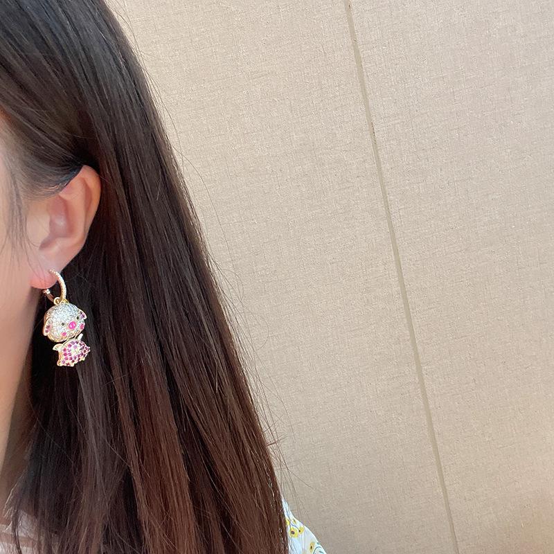 High-End Niedliche Schweinchen Ohrringe Voll Zirkon, Smarte Tier Ohrstecker, Direktvertrieb für Damen.