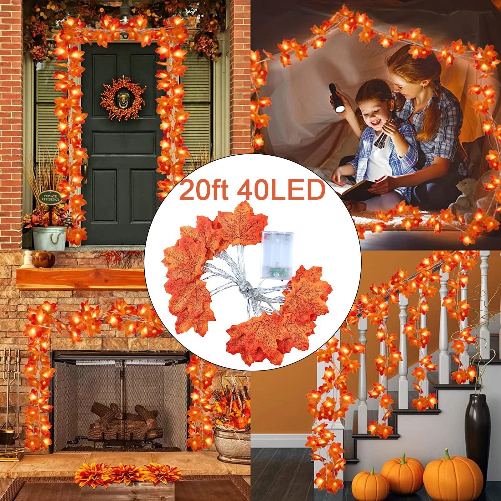 

Maple Leaf Light String Halloween Garden Party Room Decoration LED Maple Leaf Light String 6m/40 Lights 3AA Constant Light + Flash (Without Battery) One Size оранжевый