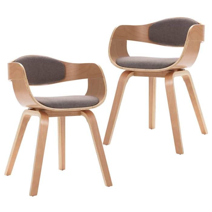 Chaises à manger - MAISON EXCLUSIVE - Lot de 2 - Bois courbé - Tissu taupe - Rembourrées