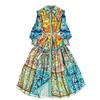 Women's Spring and Autumn French Style Elegant Lantern Long-sleeve Printed Dress Court Style Lace-up Slim-fit Long Dress