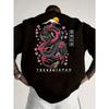 Fashionable Men Pure Cotton Summer New Dragon Print Flower Comfortable Breathable Round Neck T-shirt Outdoor