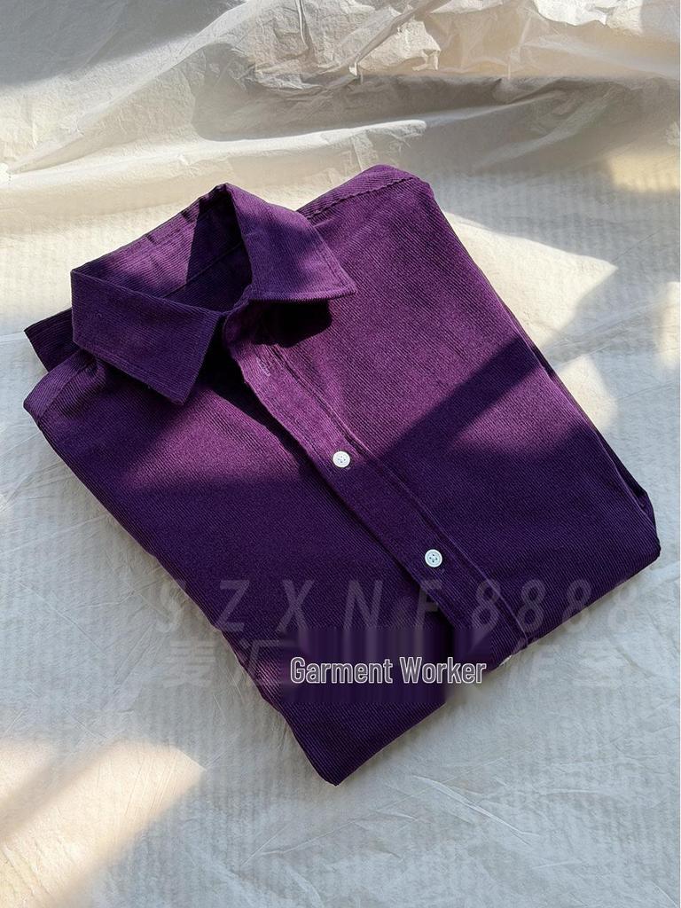 Damska Koszula z Bawełny Sztruksowej Premium z Haftem, Długim Rękawem i Kołnierzykiem – Wszechstronna Nowość