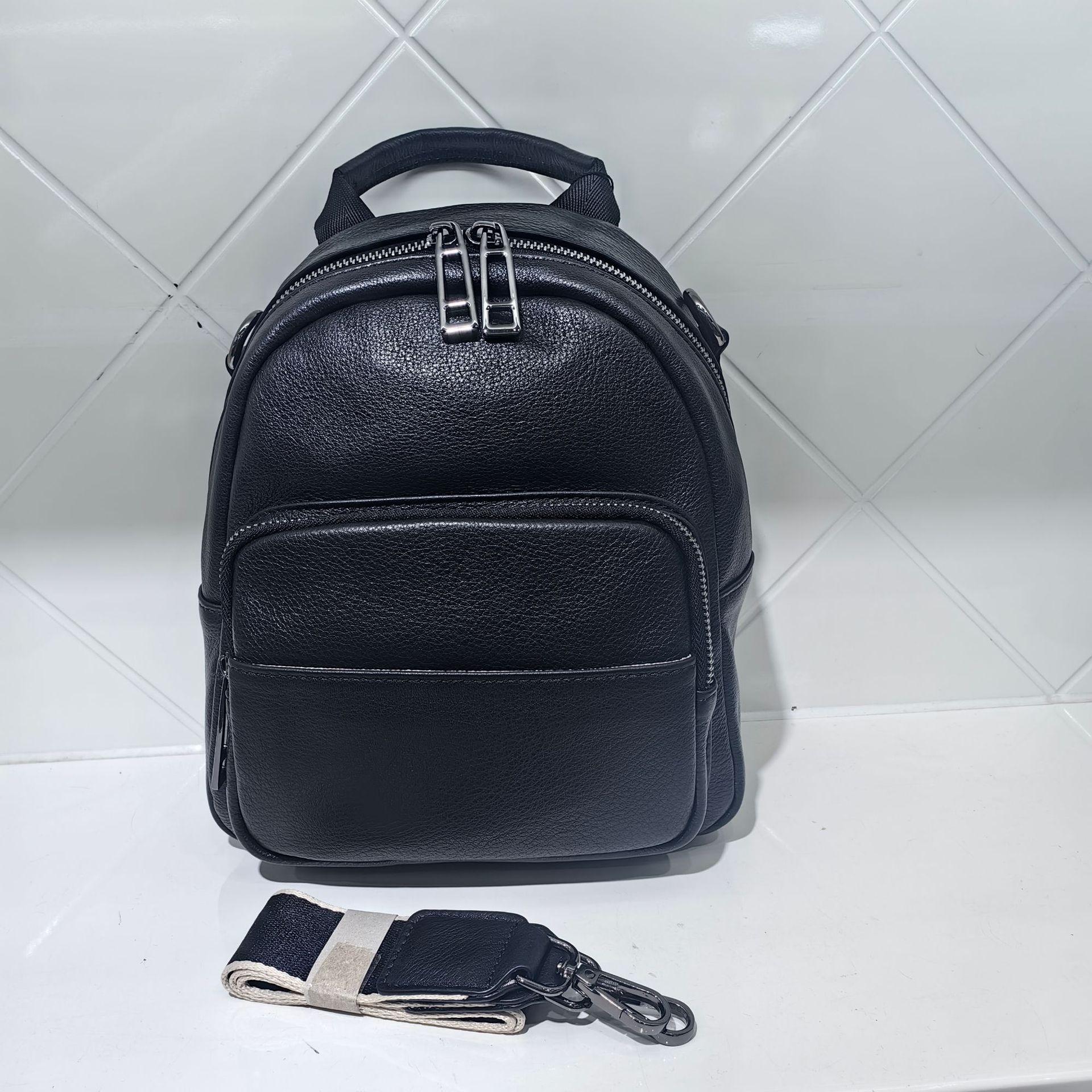 Женский рюкзак из коровьей кожи Head Layer + универсальная модная женская сумка + многосекционная + дорожная сумка + многофункциональная женская сумка 20.5x9.5x25.5cm чёрный