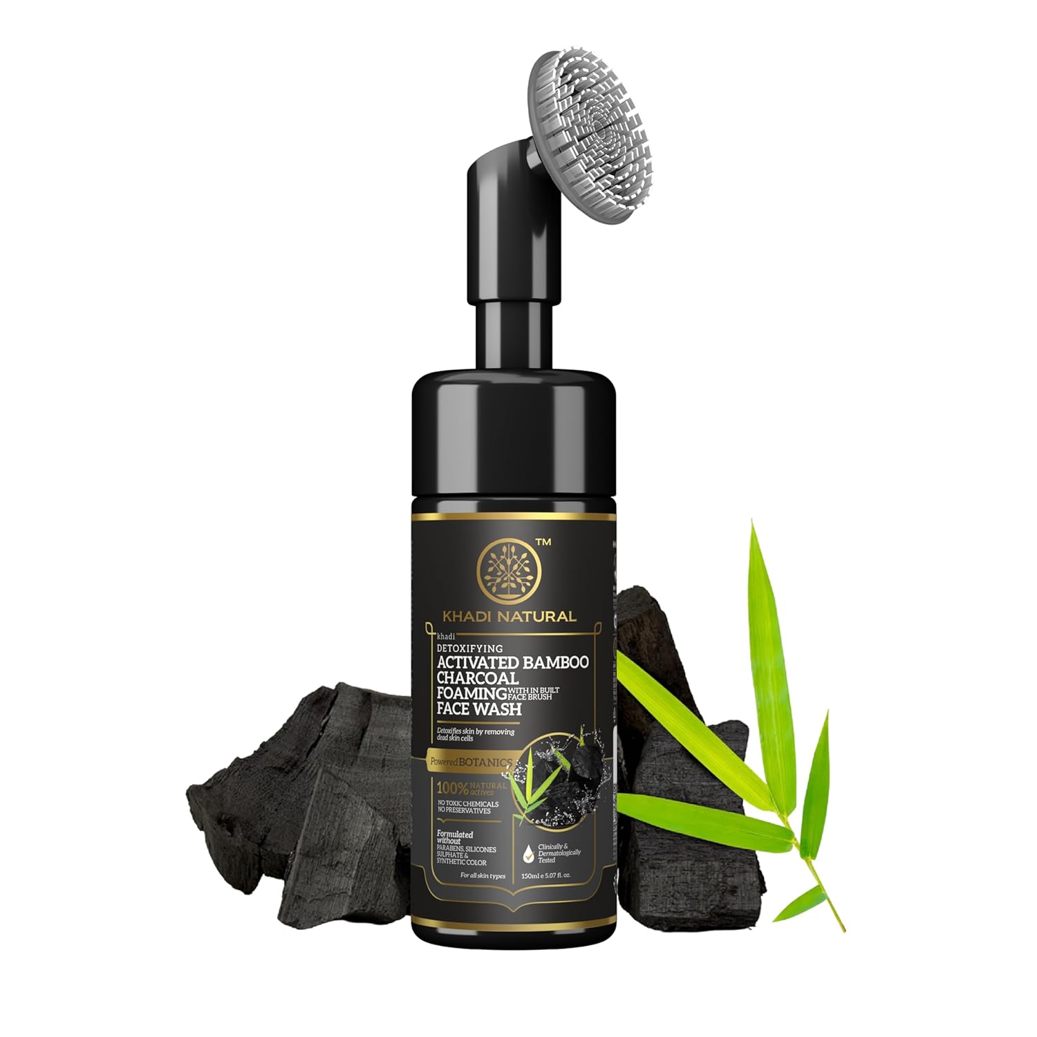 

Khadi Natural Activated Bamboo Charcoal Foaming Face Wash With Built In Brush Deep Pore Cleanser Anti Pollution 150 ml