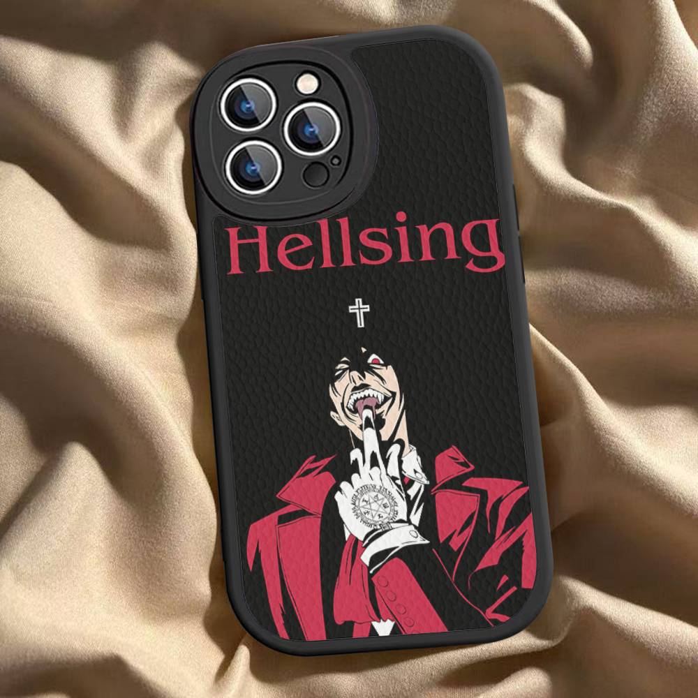 H-Hellsing Anime Cool Phone Case for iPhone 16 15 14 13 Pro Max 11 12 Plus Leather Silicone Cover