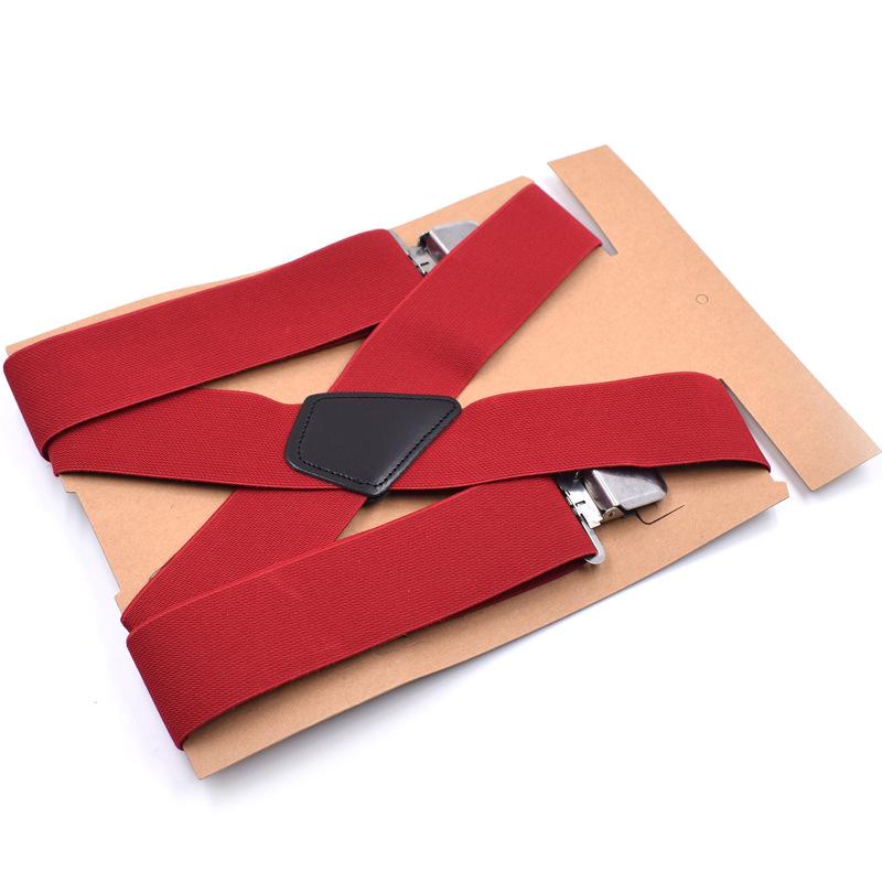 5cm Men Suspenders High Elastic Adjustable 4 Strong Clips Suspender Straps Heavy Duty X-Shaped Back Trousers Braces