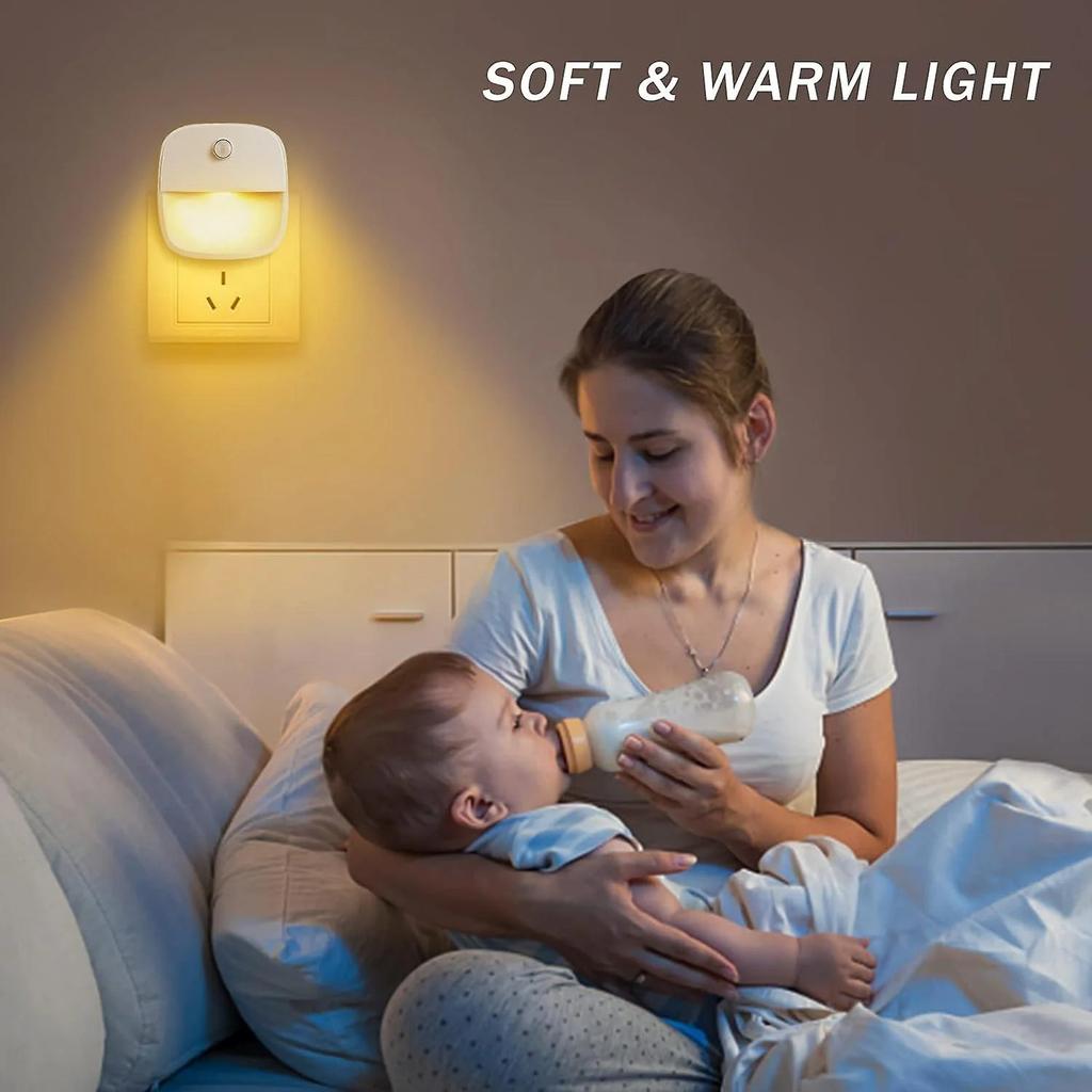 Children's Night Light [2 Pieces] Electric Socket Night Light With Twilight Sensor, Constant & Automatic Lighting Mode-warm White