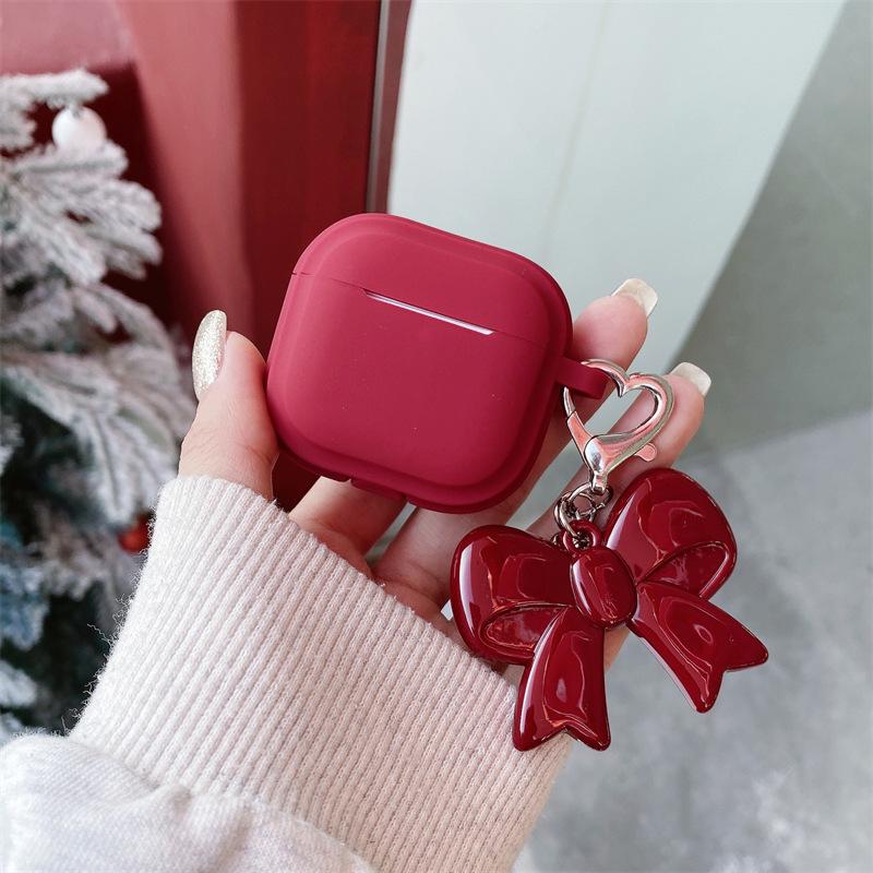 Korean-style solid color bow is suitable for AirPods Pro 1st generation protective cover, 1st generation Pro 1 Apple Bluetooth earphone case