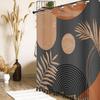 72" X 72" Boho Mid Century Leaf Shower Curtain,Arch Sun Design,Minimalistic Leaves Pattern,Waterproof and Luxurious Chocolate Fabric-12 Hooks