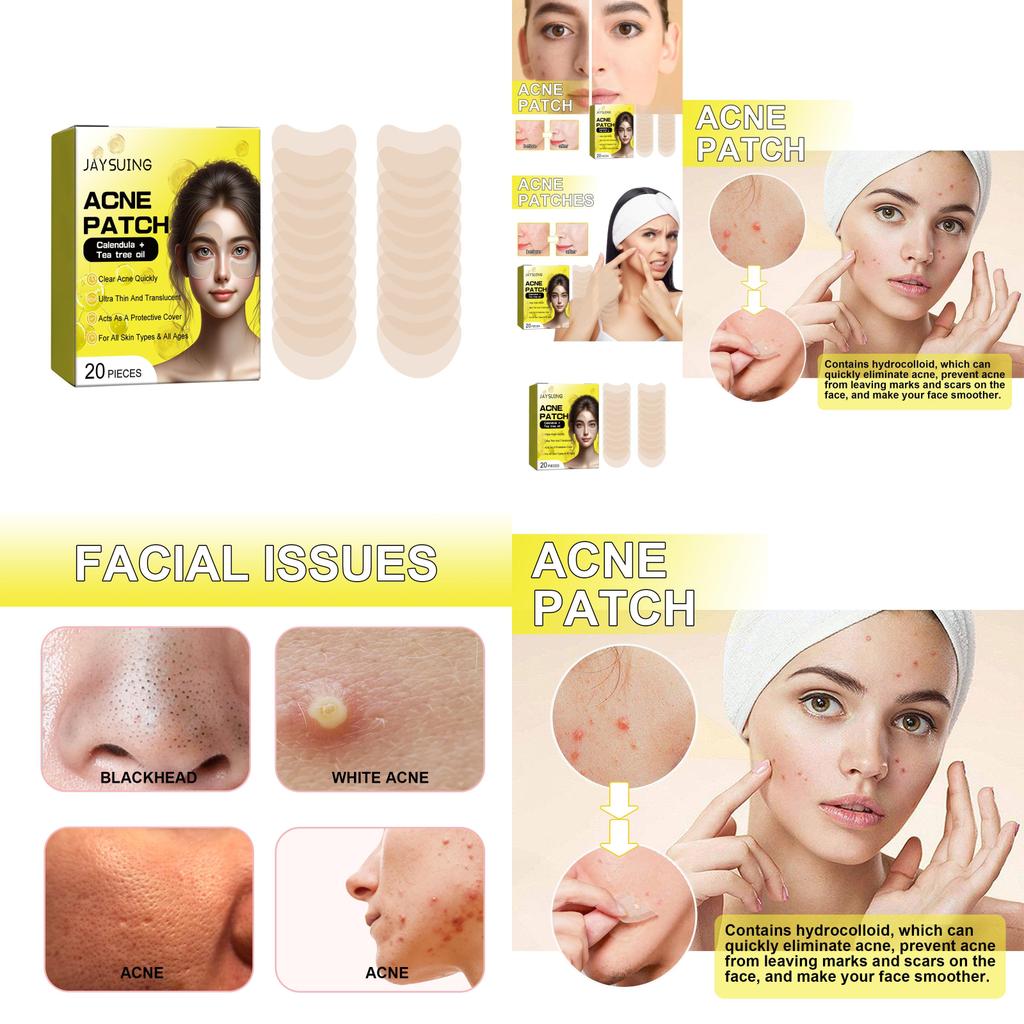 Jaysuing Acne Patches For Clear Skin 20pcs Effective Blackhead Removal Treatment