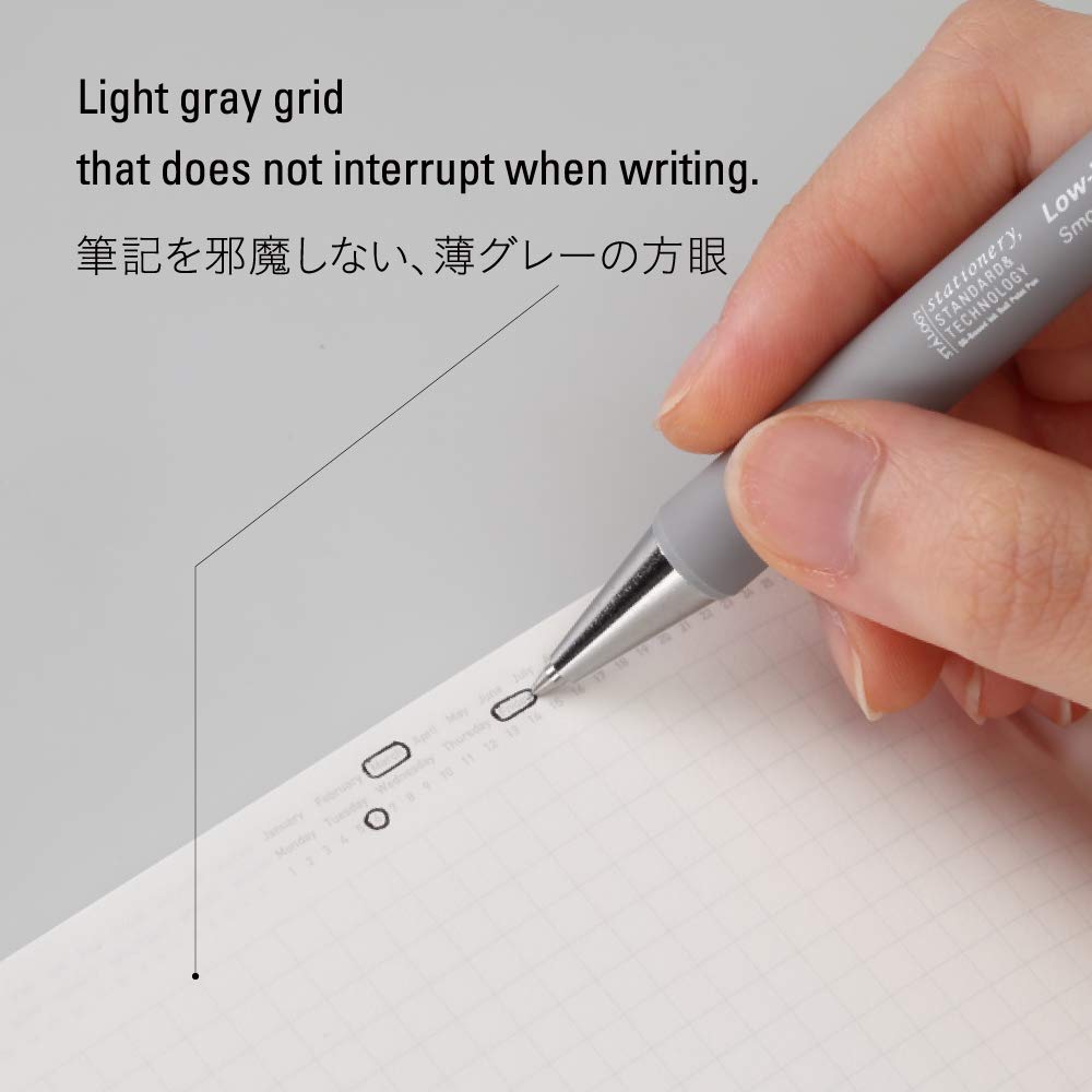 Nitoms STALOGY Notebook, A5 Grid, 1/2 Year Notebook, Red, S4109