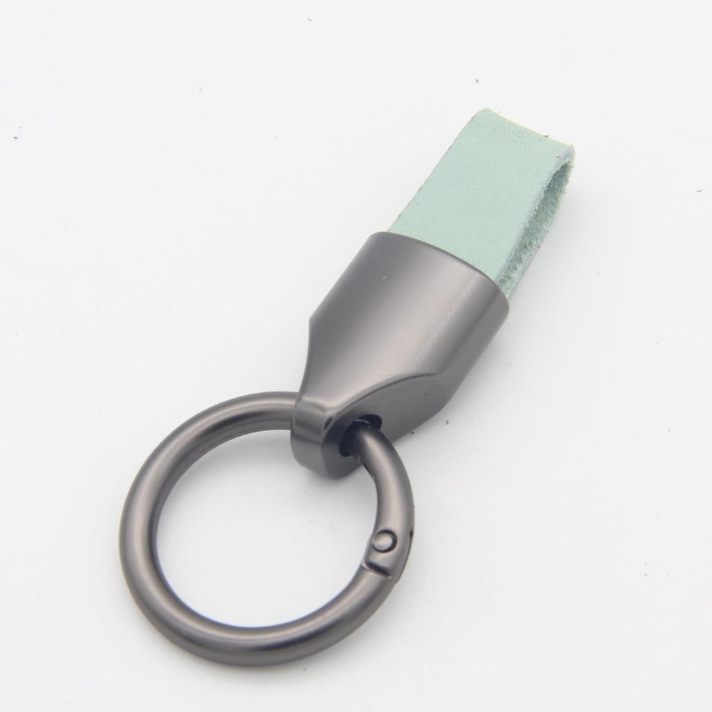 Frosted Cowhide Car Keychain with Metal Ring - Anti-Lost Waist-Hanging Design