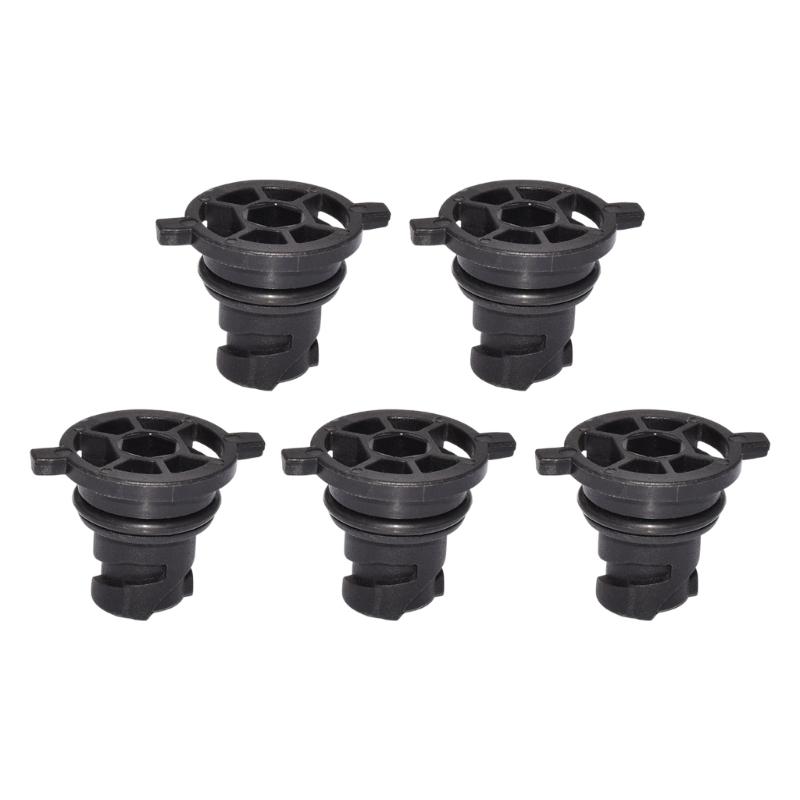 111116RC2B Black Automotive Oil Drain Closure with Two Opposing Grips, Recessed Center Drive, and Round Engineering Plastic Body
