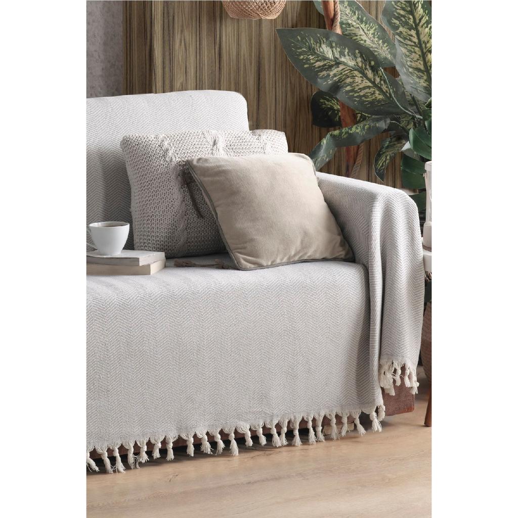 Natural Sofa Cover Ecru Covering The Arms 180x300