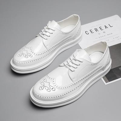 Trend White Brogue Shoes Men Fashion Casual Leather Men's Dress Shoes Classic Business Wear Shoes Men Zapatos De Vestir Hombre