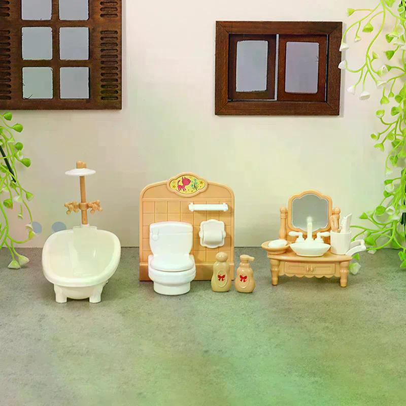 1set 1:12 Dollhouse Miniature Bathtub Toilet Sink Bathroom Set Furniture Home Model Decor Toy Doll House
