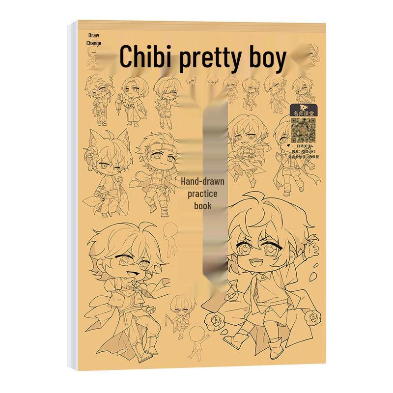 

Книга для начинающих для обводки манги: Аниме-персонажи, контурный рисунок для детей - Девочки в стиле Q, в традиционном стиле