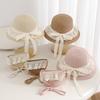 Girls Lace Straw Hat & Mini Bag Set Summer Children's Sun Hat Bow Cute Toddler Beach Hat for Kids Outdoor Travel Sun Protection