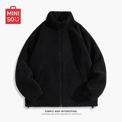 MINISO Men's Thickened Fleece Spliced Stand Collar Jacket