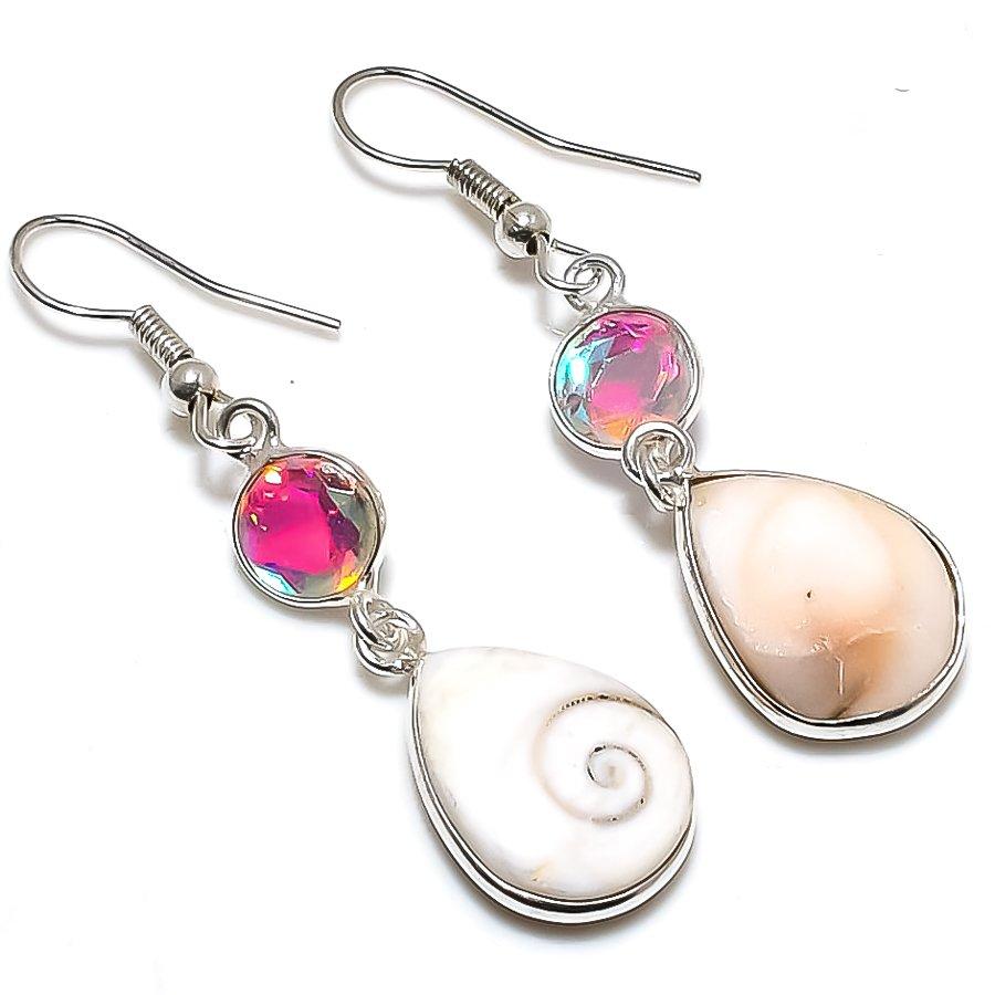 

Серьги из стерлингового серебра 925 пробы с натуральным глазом Шивы и мистическим драгоценным камнем 1,89 дюйма e4u32