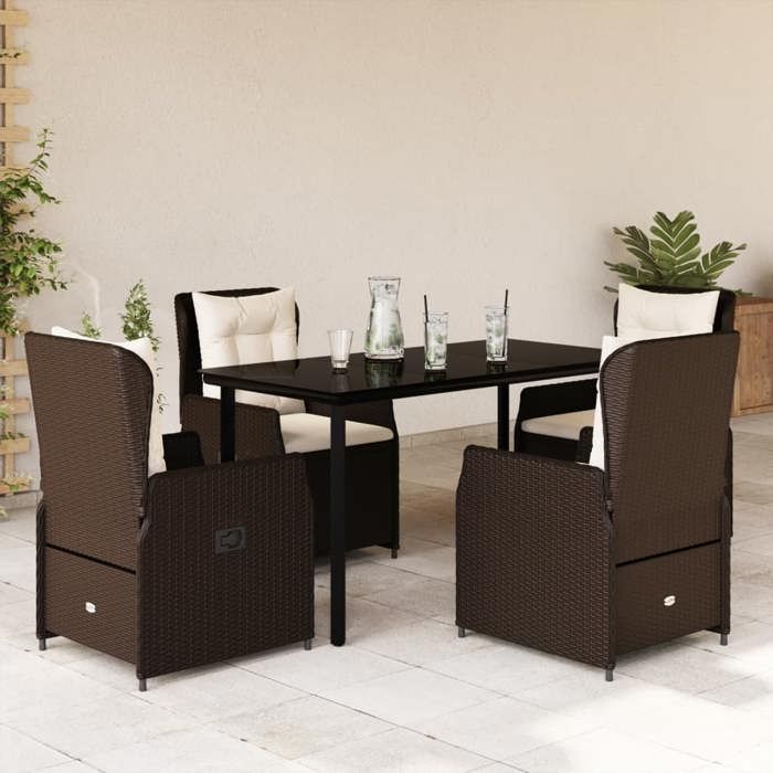 VidaXL Ensemble à manger de jardin 5 pcs et coussins marron poly rotin 3262849