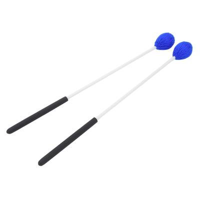 2 Bacchette per Batteria Testa in Lana Blu Manici in Fibra di Vetro Tocco Fine Stabile per Percussioni WA09