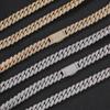 Rapper Jewelry Cuban Chain Brass Bracelet 18k Gold Plated Copper White Zircon Bracelets for Man or Women